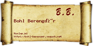 Bohl Berengár névjegykártya
